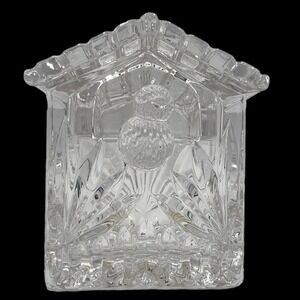 Vintage Princess House 24% Lead Crystal Bird House Shaped Trinket Box Candy Dish